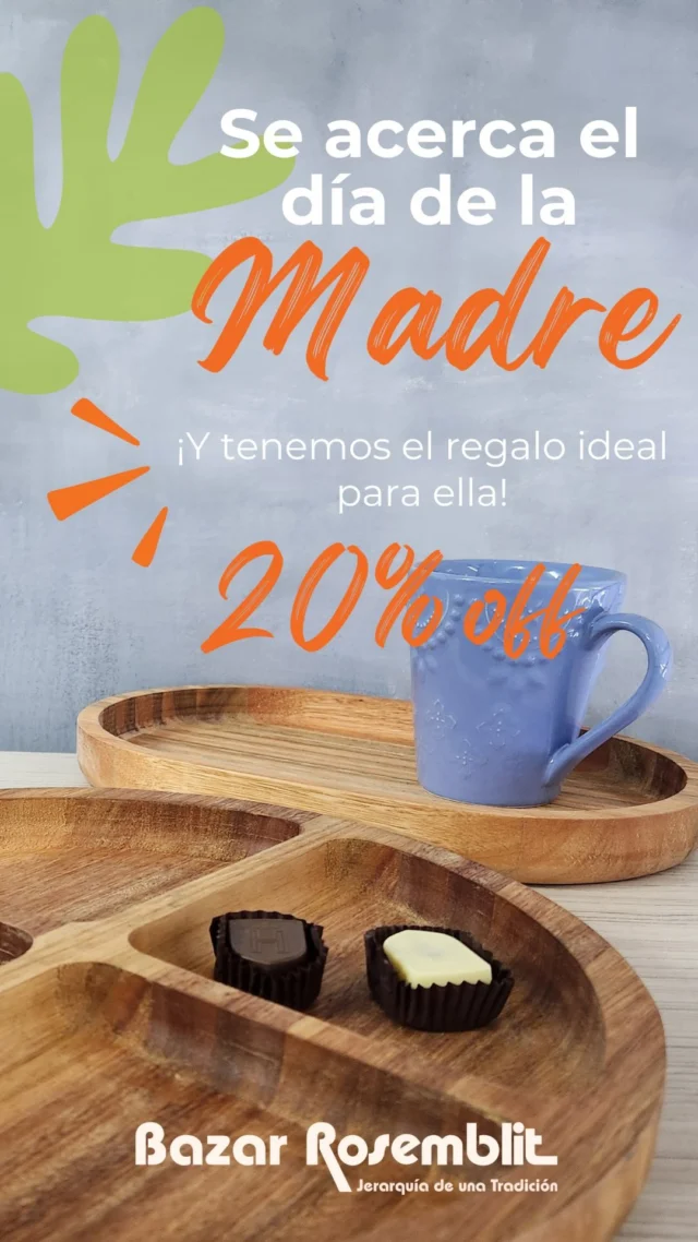 20% OFF 🔥🔥
 > DÍA DE LA MADRE <
¡SIII! 
Aprovechá ahora, también tenes: 
-10% off acumulable con transferencia 
-3 cuotas sin interés
📦 Y ENVÍO GRATIS A CABA A PARTIR DE $40.000 💥

#bazar #BazarRosemblit #Cocteleria #Casa #Bartender #bazargastronomico #gastronomia