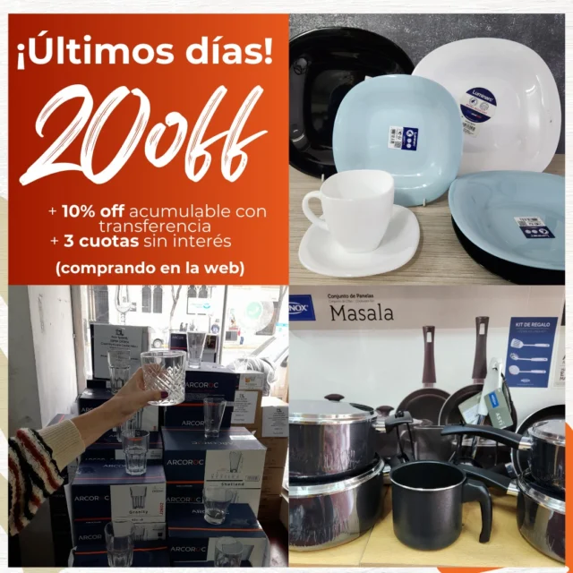 🔥ULTIMOS DÍAS 20%OFF + 10% DE DESCUENTO CON TRANSFERENCIA BANCARIA Y 3 CUOTAS SIN INTERÉS🔥
< Además ENVÍO GRATIS EN CABA A PARTIR DE $40.000 > 

Corré ya a la web 💥

📦Hacemos envíos a todo el país

#bazar #Bazar Rosemblit #descuento #díadelamadre #envios